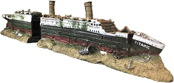 SLOCME Aquarium Titanic Shipwreck Decorations - Resin Material Ship Decorations，Fish Tank Sunken Ship Ornament Aquarium Environment Friendly Decorations