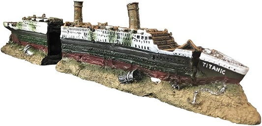 SLOCME Aquarium Titanic Shipwreck Decorations - Resin Material Ship Decorations，Fish Tank Sunken Ship Ornament Aquarium Environment Friendly Decorations