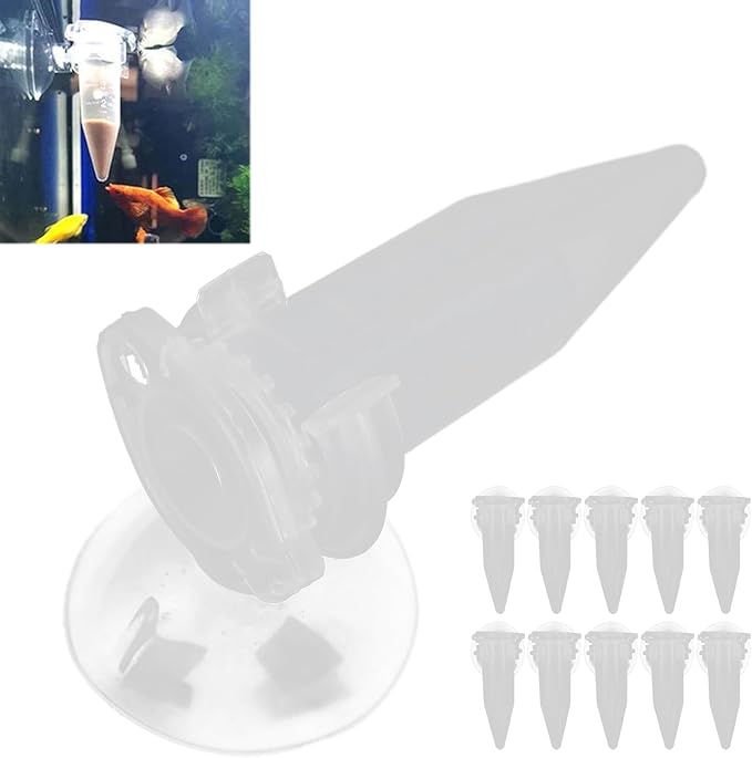 Zerodis 10Pcs V Shape Automatic Fish Feeder, Shrimp Food Feeding Cup Aquarium Red Funnel Cup Automatic Aquarium Fish Food Feeder Feeding Cup with Suction Cup