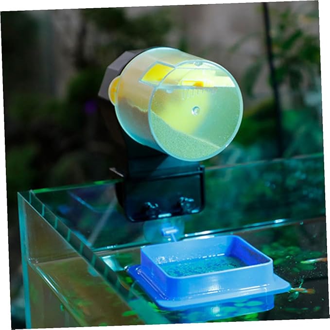 Toddmomy Automatic Fish Feeder for Aquarium and Turtle Feeder Adjustable Timer Dispenser Yellow Suitable for Vacation Feeding
