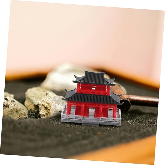 POPETPOP Miniature Chinese Pavilion Figurine for Landscape Decoration Adornment for Aquariums and Bonsai Gardens