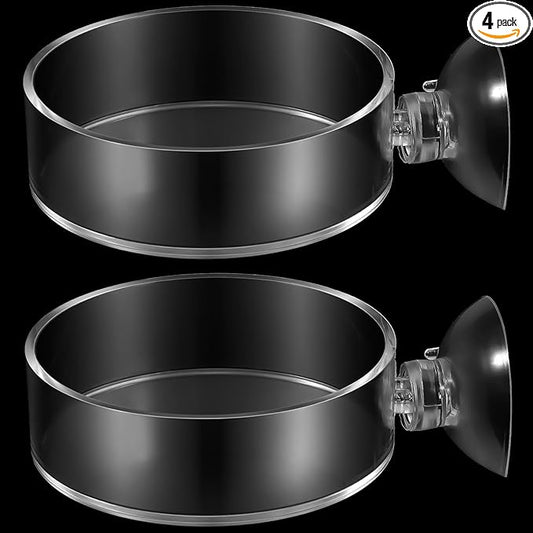 2PCS Shrimp Feeding Dish, Shrimp Feeder Dish with Suction Cups, Clear Fish Tank Feeder Bowl, Acrylic Fish Tank Feeding Bowl for Freshwater and Saltwater Tanks (60mm)