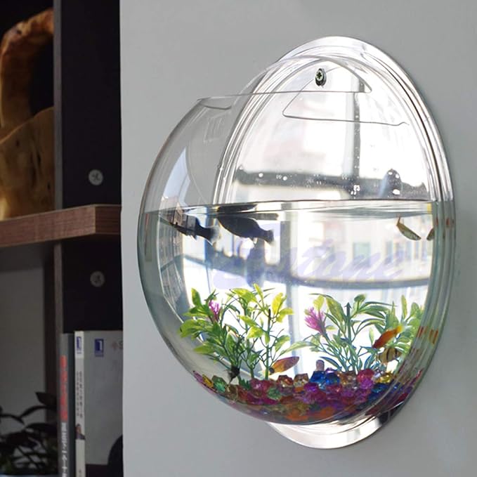 Wall Hanging Fish Bowl,Acrylic Wall Mounted Plant Pot,Small Fish Tanks,Decorative Planter Aquariums,for Home Office Decor