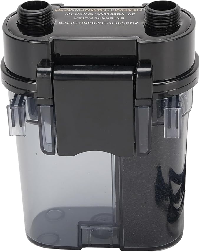 Aquarium Hang On Filter, 300L / H 4W Plastic External Wall Mounted Fish Filter, Submersible Hanging Activated Carbon Biochemical Aquarium for Water Pressure Pump (US Plug 110V)