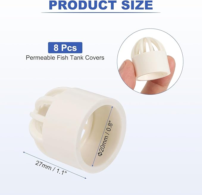 PATIKIL 0.8 Inch (20mm) Fish Cover Permeable Cap, 8 Pcs PVC Breathable Cap Aquarium Guard Fish Tank Intake Cover, White