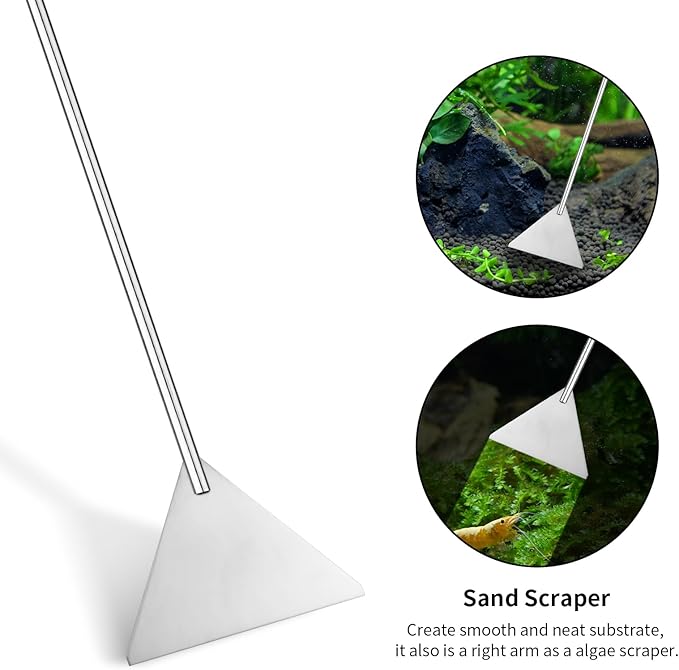 Ohtomber Aquascape Tools Aquarium Kit - 4PCS Terrarium Supplies Include Long Tweezers for Terrarium, Feeding Tongs, Aquarium Scissors, Algae Scraper for Fish Tank Cleaning Plant Trimming