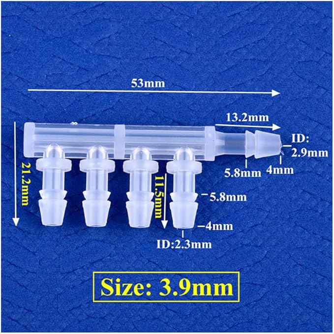 5pcs PP Equal Dia 5-Ways Connector Aquarium Tank Air Pump Hose Joint Garden Irrigation System Pipe Pagoda Joints,3.9mm
