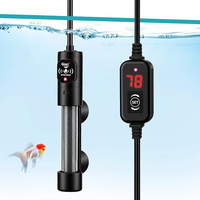hygger Submersible Aquarium Heater, Small Adjustable Fish Tank Heater with 2 Suction Cups, Temperature Controller, Over-Temperature Off-Water Protection for Saltwater Freshwater (25W, 2-5 Gallon)