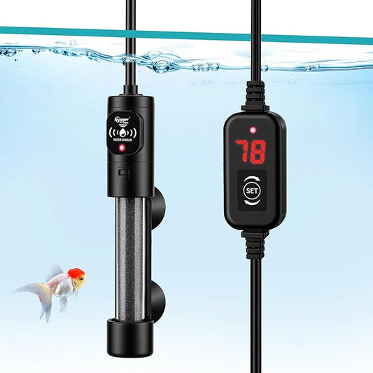 hygger Submersible Aquarium Heater, Small Adjustable Fish Tank Heater with 2 Suction Cups, Temperature Controller, Over-Temperature Off-Water Protection for Saltwater Freshwater (25W, 2-5 Gallon)