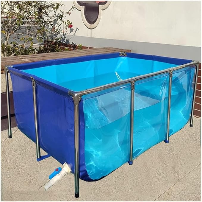 Flexible PVC Canvas Liners with Steel Frame, Backyard PVC Canvas Pond Liners, Indoor Aquarium for Koi/Goldfish, with Clear Viewing Panel(100x60x51cm)