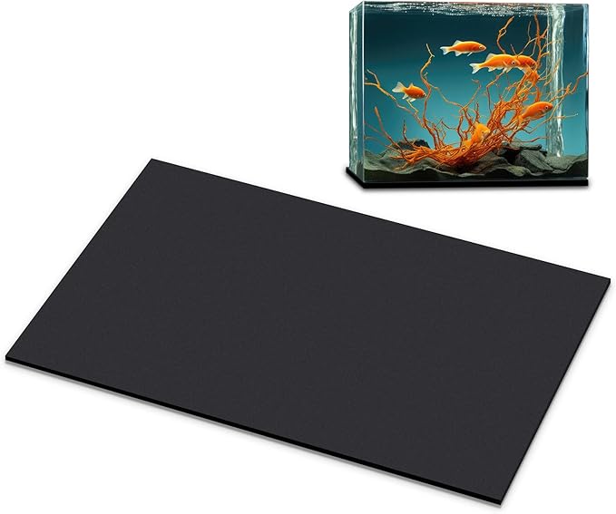 Pangda 1 Pcs 19.6 x 13 Inch Aquarium Fish Self Leveling Mat for Under Tank 5mm Thick Foam Compressible Neoprene Mat with Adhesive Backing Shockproof Waterproof Easy to Cut Stability, Black
