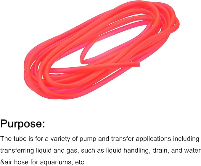 uxcell Aquarium Airline Tubing Hose 5/32" ID 15/64" OD 1Pcs 13.12 Ft Silicone Flexible Airline Tubing for Fish Tank, Terrariums, and Hydroponics, Dark Red