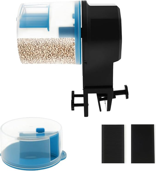 Automatic Fish Feeder, Dual Time Zone Adjustable Intelligent Feeding Dispenser for Household Aquarium Easy Installation(Blue,1)