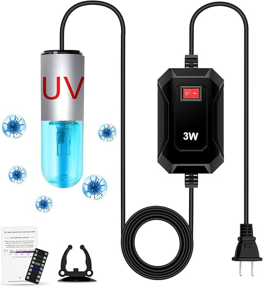 TAISHAN 3W Mini Aquarium Algae Removal Light With Timer, Waterproof Green Clear Light for Fish Tank, Pond, Swimming Pool