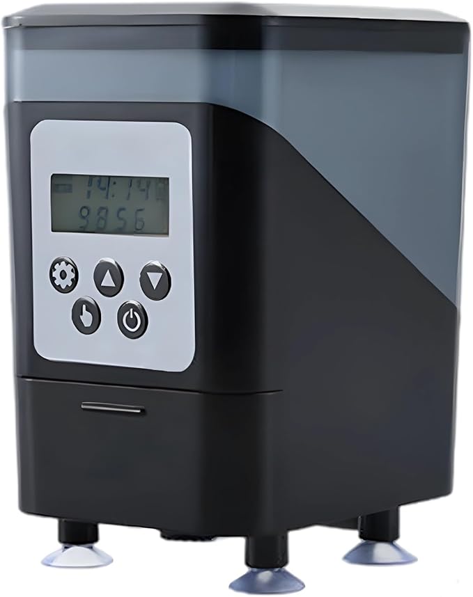 Automatic Fish Feeder with LCD Display X1 Pro, 15.22 Oz, 450 Ml Large Capacity, Adjustable Dispenser for Fish/Turtle, Moisture-Proof, 3 Outlets, 3 Suction Cups