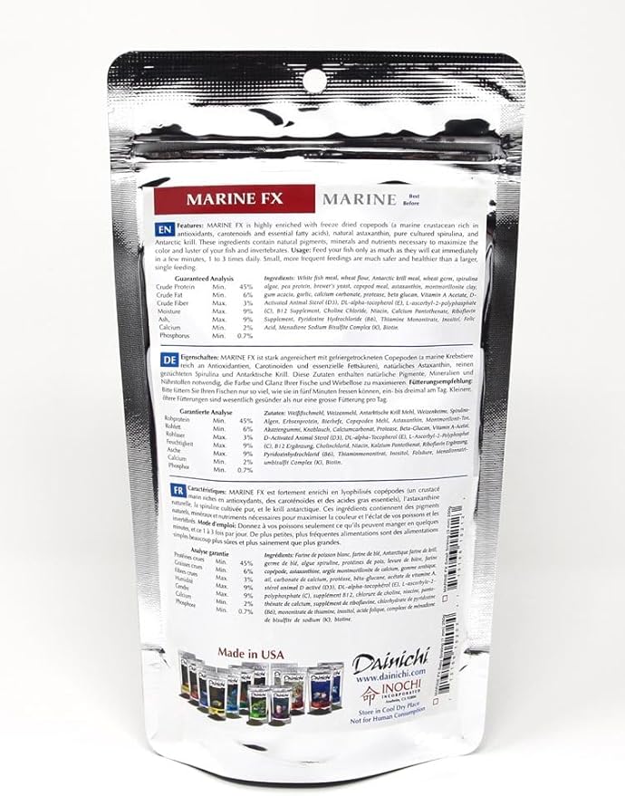 Dainichi Dainich Fish Food Marine FX, Sinking Baby Pellet (1.0 mm) - 8.8 oz (250 g) for Marine Fish, Corals and Invertebrates
