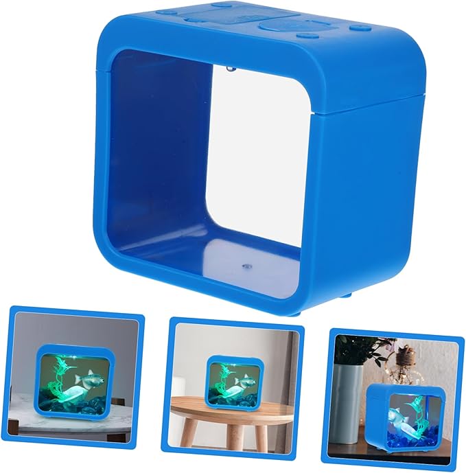 DOITOOL Mini Betta Fish Tank with Fish Light Lamp Aquarium Decor Breeding Isolation Box
