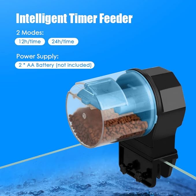 ACAGALA Aquarium Automatic Fish Feeder Fish Tank Timer Feeder Electric Adjustable Fish Food Dispenser Manual/Automatic Feeding