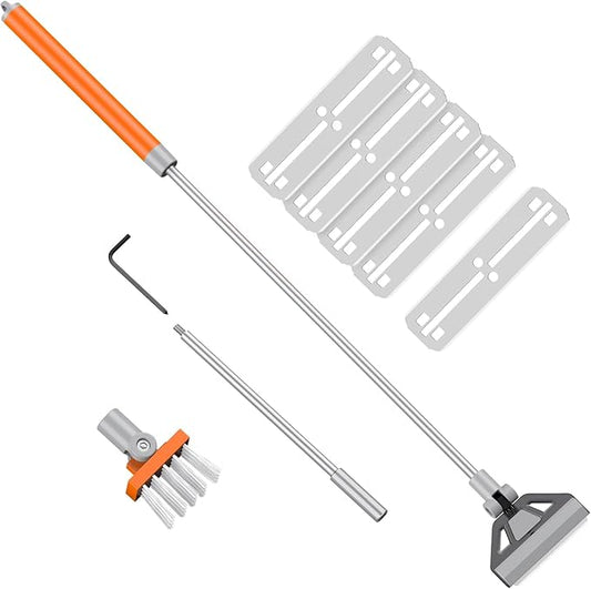 Pawfly Aquarium Algae Scraper Cleaner Fish Tank Brush with 5 Stainless Steel Blades, 26 Inch Aquarium Glass Scraper Aquarium Cleaning Tool
