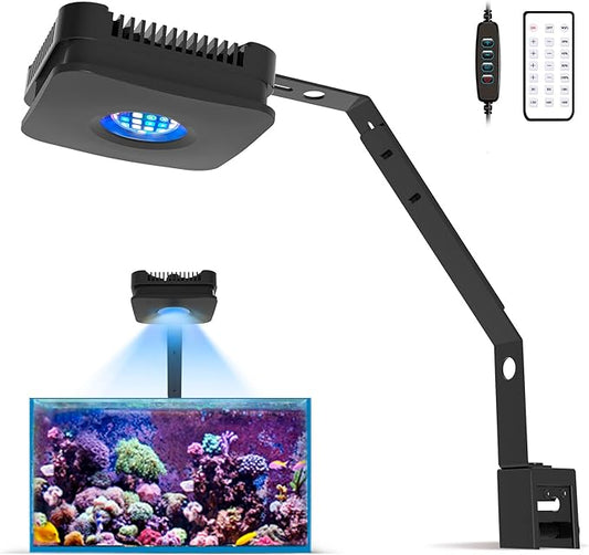 Lominie LED Aquarium Light Saltwater Aquarium Lamp 30W Full Spectrum with Remote Dimmable Nano Coral Reef Light for Fish Tank with Bracket