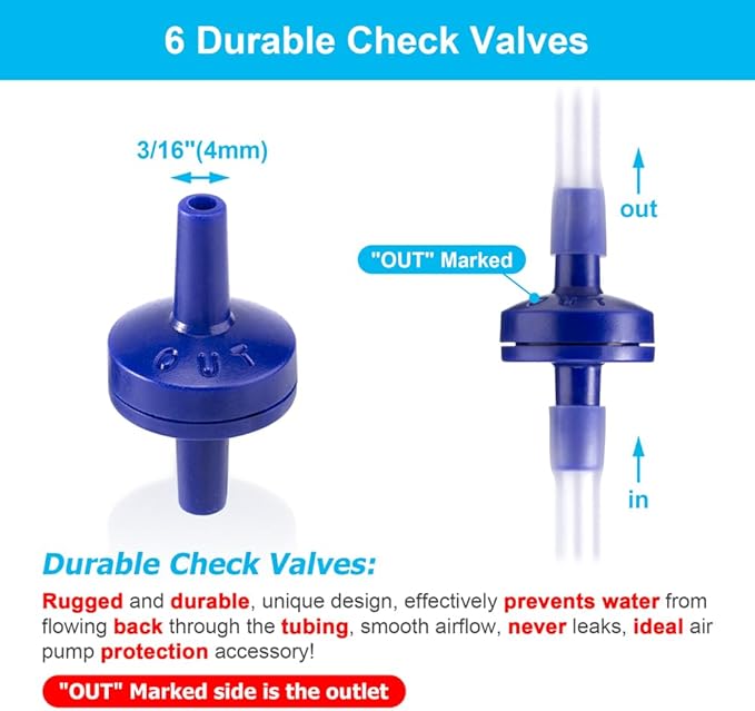 DaToo Aquarium Air Pump Standard Accessories 40ft Airline Tubing 6 Air Stones 6 Check Valves for DaToo Air Pumps Fish Tank Hydroponic Systems Pond