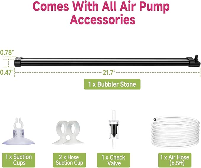 hygger Aquarium Bubble Curtain Wall, Quiet Fish Tank Air Stone with Accessories, High Dissolved Aquarium Bubbler Oxygen Diffuser Decoration for Freshwater & Saltwater