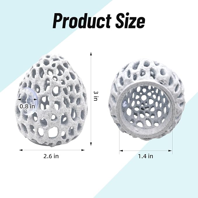 Obfuscate Shrimp Cave,Shrimp Hides for Aquarium,Porous Coral Rock Aquarium Decor with Suction Cup,Fish Tank Hideout for Small Fish,Shrimp and Guppies