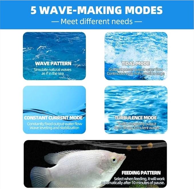 Jebao Upgraded ALW Series WIFI Smart Wave Maker Broad Flow Style Reef Fish Aquarium Powerhead Pump ALW-5