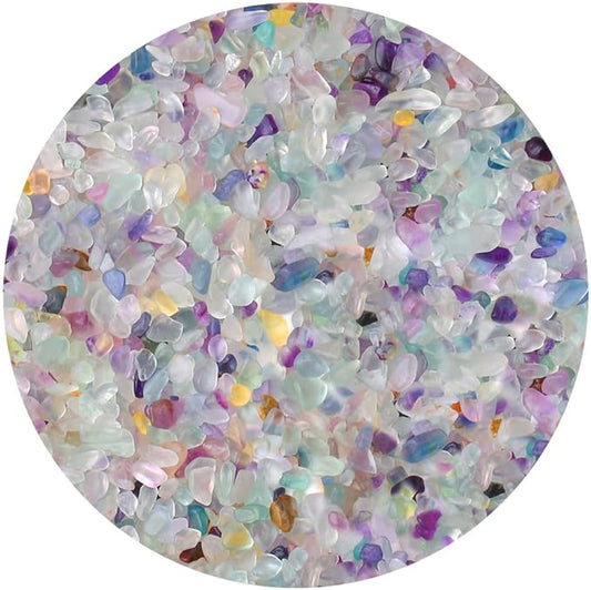 ZHIYUXI 1 lb Fluorite Crystal Chips Bulk Fish Tank Decorations Aquarium Rocks Gravel Vase Filler Stones Crystals for Candle Making Witch Kit Gravel for Plants Quartz Sand Gemstone 5-7 MM Stones