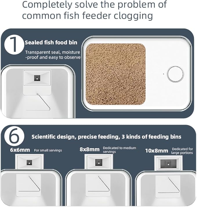 Weytoll Automatic Fish Feeder for Aquarium, WiFi Intelligent Timing Aquarium Goldfish Feeder with 100ML Large Capacity and Mobilephone APP Control Suitable for a Variety of Feed
