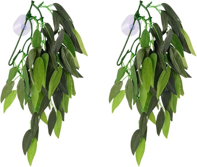 Artificial Aquarium Plants 2Pcs Realistic Rattan Plastic Fish Tank Decorations with Suction Cups for Freshwater and Saltwater Tanks Home Office Bar