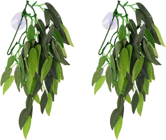 Artificial Aquarium Plants 2Pcs Realistic Rattan Plastic Fish Tank Decorations with Suction Cups for Freshwater and Saltwater Tanks Home Office Bar