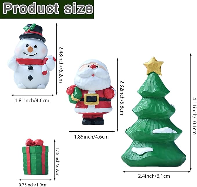 4 Pcs Christmas Aquarium Decoration - Cute Resin Ornament Fish Tank Decoration, Santa Christmas Tree Snowman Statue Supplies for Reptile House Cave Aquarium Xmas Decor