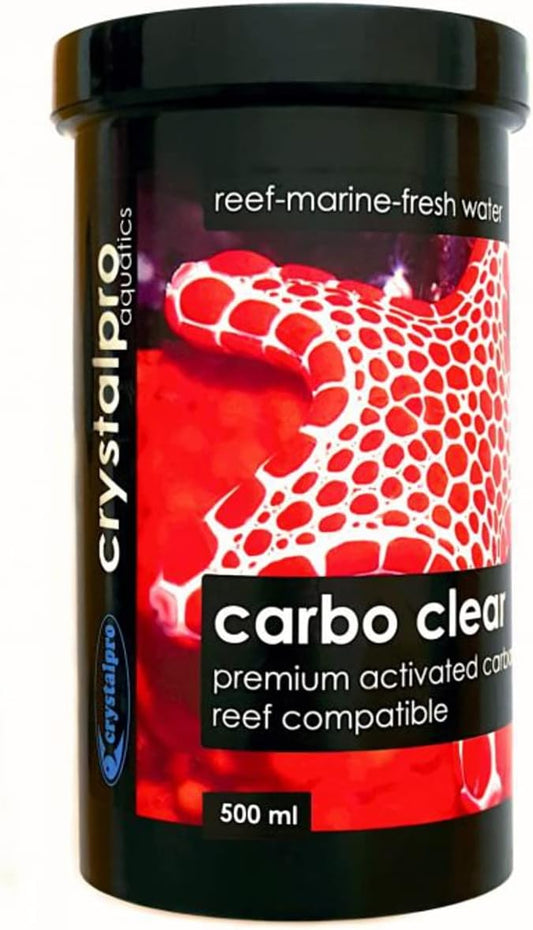 Crystalpro Carbo Clear 16.9 Oz - Activated Carbon Filter Media for All Aquariums Filter Bag Included (500 ml) Enough for 132 Gallons