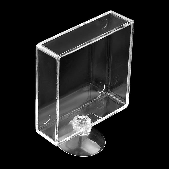 Shrimp Feeding Dish Square Fish Tank Feeding Bowl Clear Acrylic Aquarium Feeder Bowl with Suction Cup