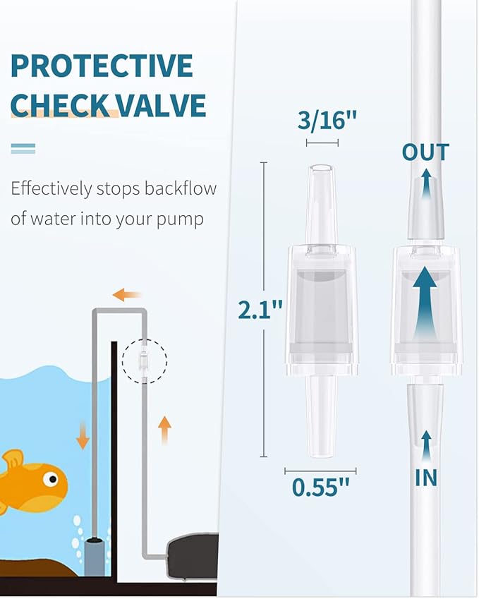 Pawfly Aquarium 25 Feet Airline Tubing Standard Air Pump Accessories Set with Air Stone Cylinders Connectors Suction Cups and Check Valves for Fish Tank Aeration Setup