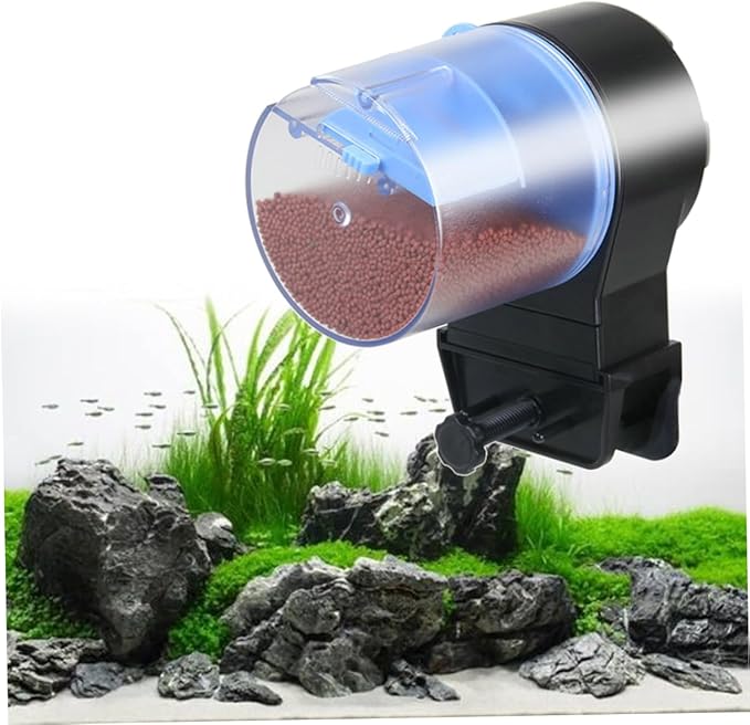 Yardwe Fish Food Dispenser for Aquarium Auto Feeder Fish Automatic Betta Feeder Timer Set 2 Aa Batteries Required