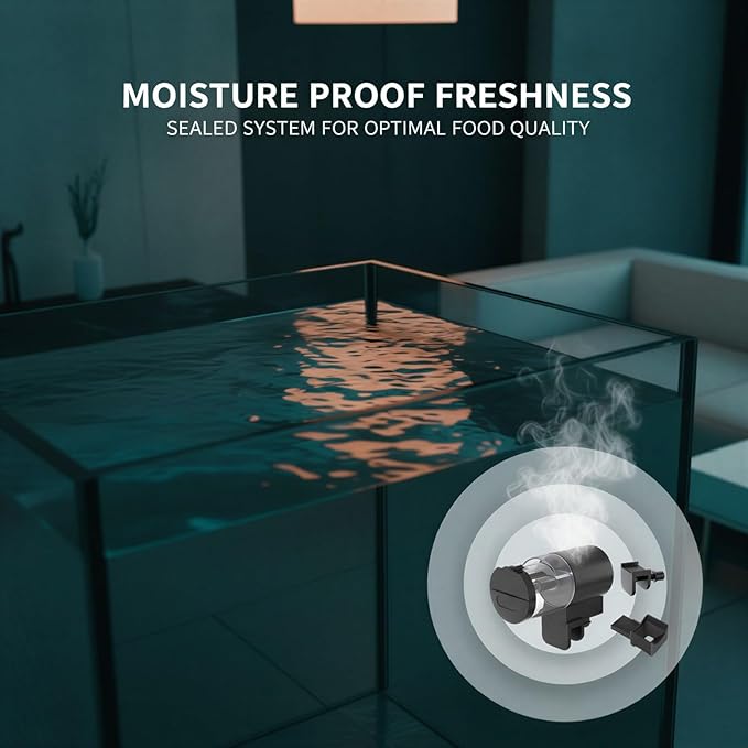 Automatic Fish Feeder for Aquarium, Smart Black Plastic Auto Dispenser with 7-Gear Precision Timer, Moisture-Proof, 100 ml Capacity, 4.7 x 2.4 x 3.0 in for Fish & Turtles