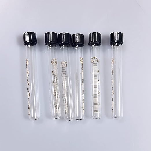 Aquarium Test Glass Tube (6-Pack | 5-ml | 4 x1/2 inch) for Fresh & Salt Water Aquarium Lab Test