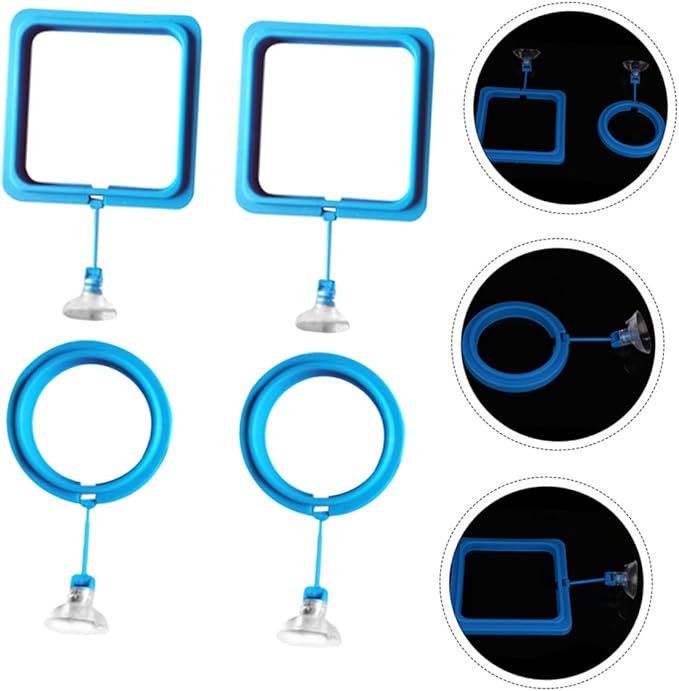 YARNOW 4pcs Automatic Fish Feeder Feeding Ring High Buoyancy Easy to Clean Wall Mountable Fashion Design