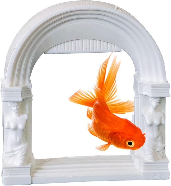 Fish Aquarium Decor Ornaments, Aquarium Minimalist Decorations Small Accessories, European Roman Style Architecture Statue Fish Tank Landscape Ornament, White, 1 Piece