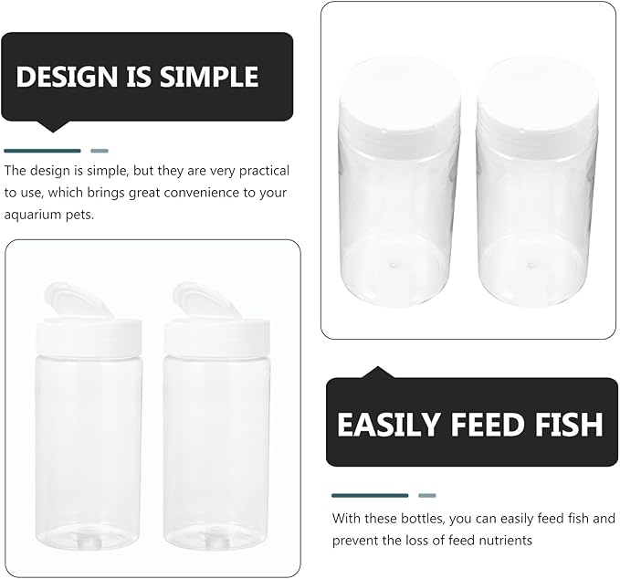 FRCOLOR 2pcs Fish Feeding Bottles Automatic Fish Feeders Storage Containers White Vacation Food Dispenser