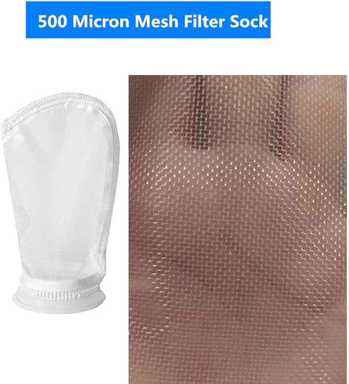 2 Pack 500 Micron 4 Inch Ring by 9 Inch Long, 4" Plastic Ring, 9" Short Bag Nylon Mesh 4 Inch Filter Socks Bags for Aquarium Marine Reef Sump