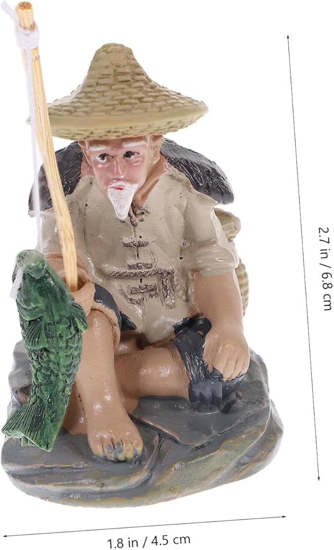 Zerodeko 2pcs Fisherman Figurines Decorative Ornaments for Aquarium and Garden Realistic Fishing Models for Sand Table and Flower Pot Decoration Safe for