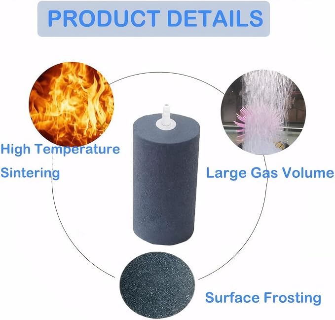 Large Air Stone, Air Stone Hydroponics, 4 x 2 Inch Large Air Stone Cylinder Bubble Diffuser for Aquarium, Fish Tank, Pond and Hydroponics Air Pump, Growing System, Circulation