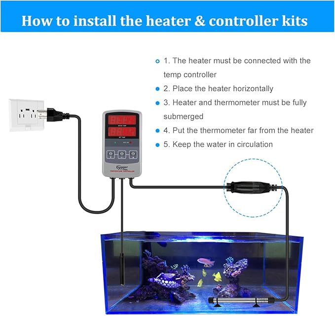 hygger 802 Aquarium Titanium Heater Rod Fish Tank Heating Element Replacement Heater Tube (Controller Excluded) 100W