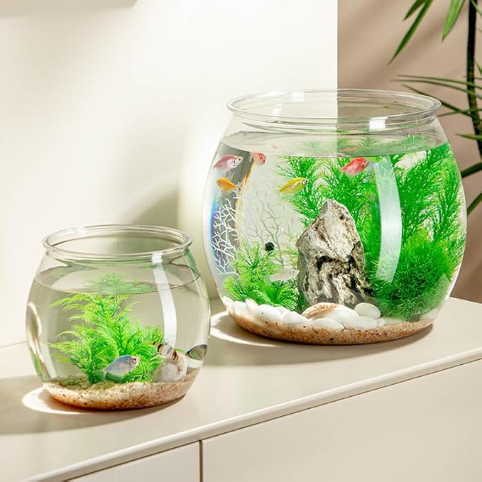 2Pcs Plastic Fish Bowls, 135oz Round Plastic Fish Tank 1 Gallon Aquarium Hydroponic Planter Floral Container for Candy, Carnival Games, Prizes, Party and Table Centerpiece Home Decor