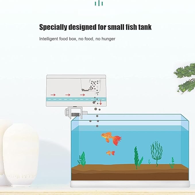 Automatic Fish Feeder, Battery Operated Vacation Aquarium Tank Timer Moisture Proof Auto Feeder with Full Transparent Bait Cover for Small and Medium Sized Aquarium Or Fish Tank