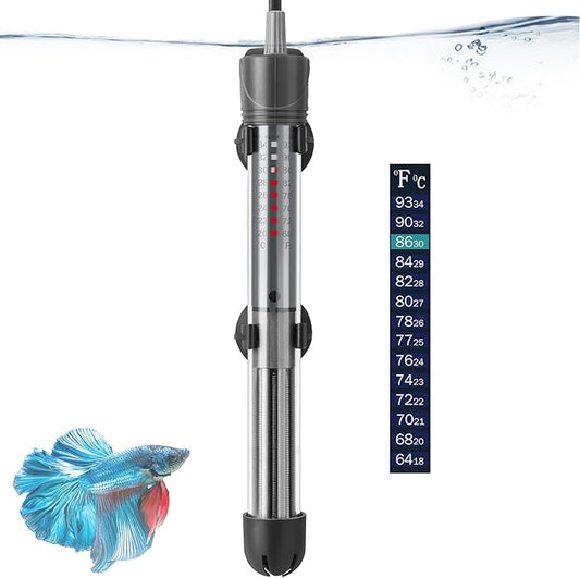 HITOP 100W Adjustable Aquarium Heater, Submersible Fish Tank Heater Thermostat with Suction Cups for 12-30Gal