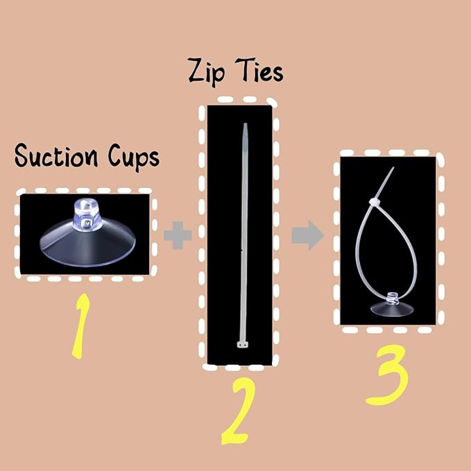 30 Pcs Suction Cups with 50 Pcs Adjustable Zip Ties 25mm & 35mm Aquarium Suction Cups Rubber Sucker Pad for Home Garden Fish Tank Tubing Binding Moss Shrimp Nest Decorations
